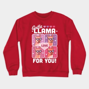 Gotta Llama Love For You Valentine's Day Llama Alpaca Funny Crewneck Sweatshirt